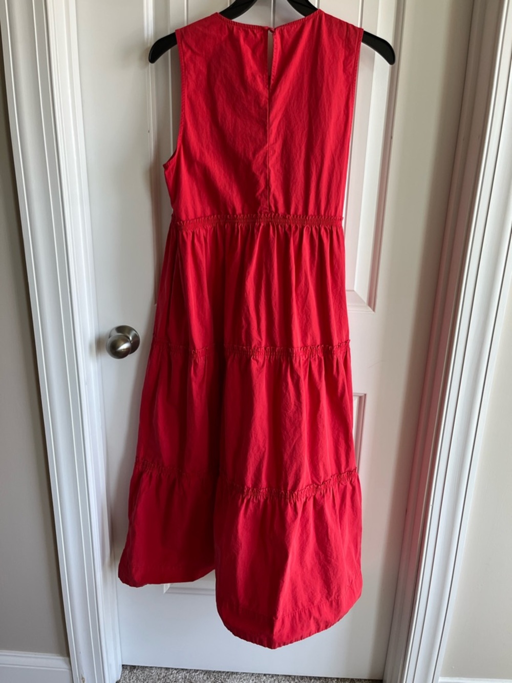 Madewell Bright Red Cattail Tiered Sleeveless Dress - Picture 2 of 5